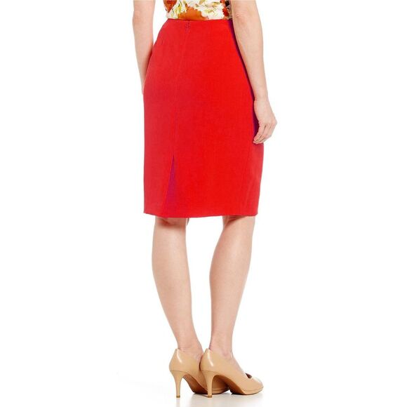 Kasper Womens Stretch Crepe Slim Skirt 10 Scarlet - Picture 2 of 4